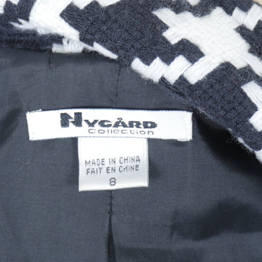 Nygard Black White Houndstooth Design Retro Coat Wide Half Sleeve SZ 8 Jacket - Picture 14 of 14